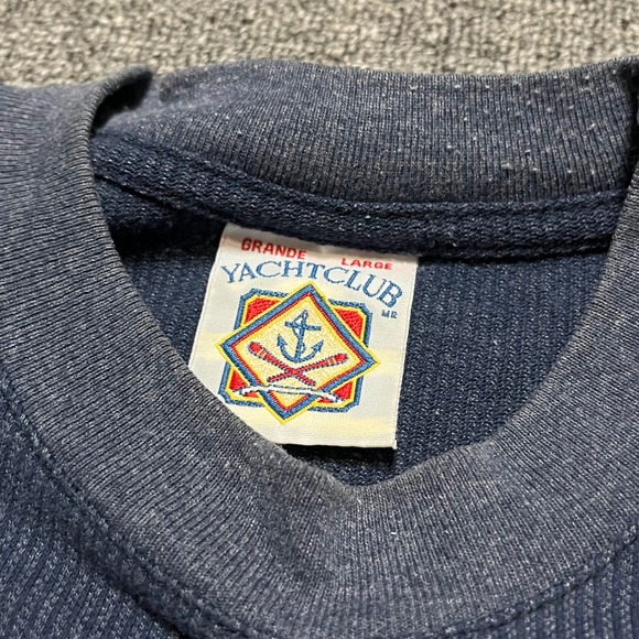 Yacht Club Bermuda Blue Ribbed T Shirt Mens Large‎ Palm Tree Graphic Tee - Picture 3 of 7